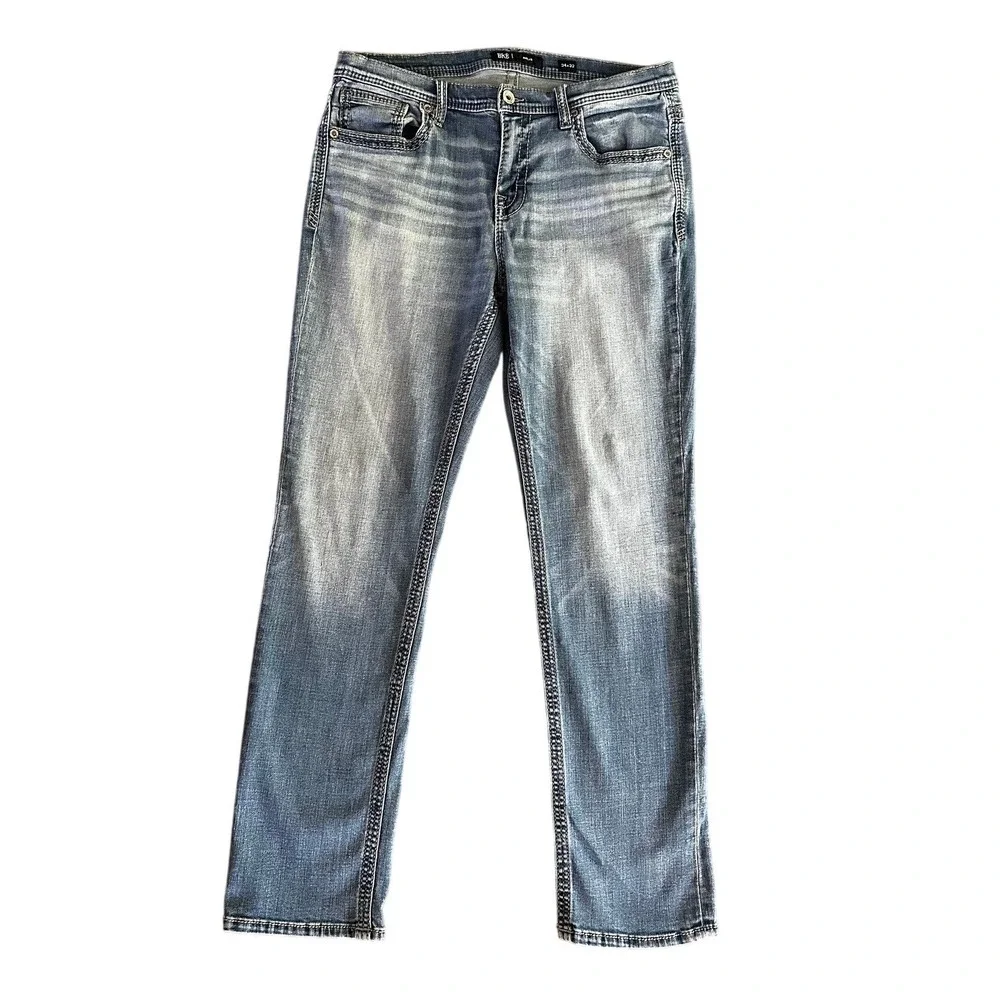 BKE Medium Wash Blue Stretch Nolan Straight Leg Jeans Men's 34x32
